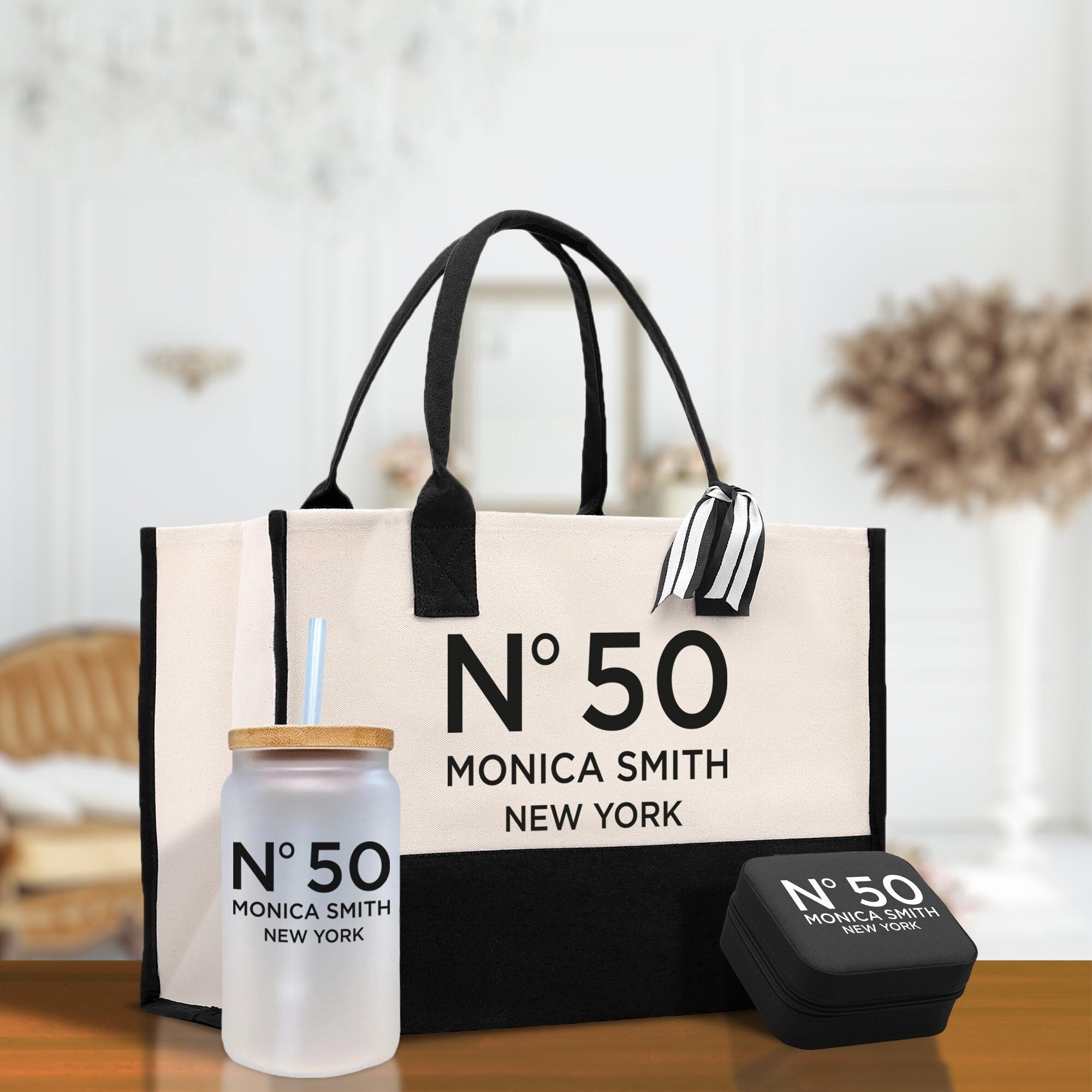Birthday Celebration Personalized Gift Canvas Tote Bag with Name and State 40th 50th Birthday Gift Tote Bag for Her Custom Birthday Gift