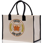 Cheers And Beers Cotton Canvas Tote Bag for German Octoberfest Beer Festival Party Bag Beer Lovers Gift Bag