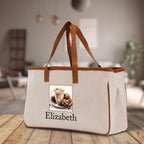 Cute Hot Cocoa and Cookies Custom Name Cotton Canvas Tote Bag Personalized Christmas Party Invitation Bag Xmas Gift Holiday Party Invite Bag