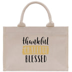 Thankful Grateful Blessed Cotton Canvas Tote Bag Thanksgiving Bag Autumn Fall Vibes Bag Motivational Bag Blessed Bag Fall Market Grocery Bag