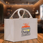 Thankful Grateful Blessed Cotton Canvas Tote Bag Thanksgiving Bag Autumn Fall Vibes Bag Motivational Bag Blessed Bag Fall Market Grocery Bag