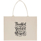 Thankful Grateful Blessed Cotton Canvas Tote Bag Thanksgiving Bag Autumn Fall Vibes Bag Motivational Bag Blessed Bag Fall Market Grocery Bag