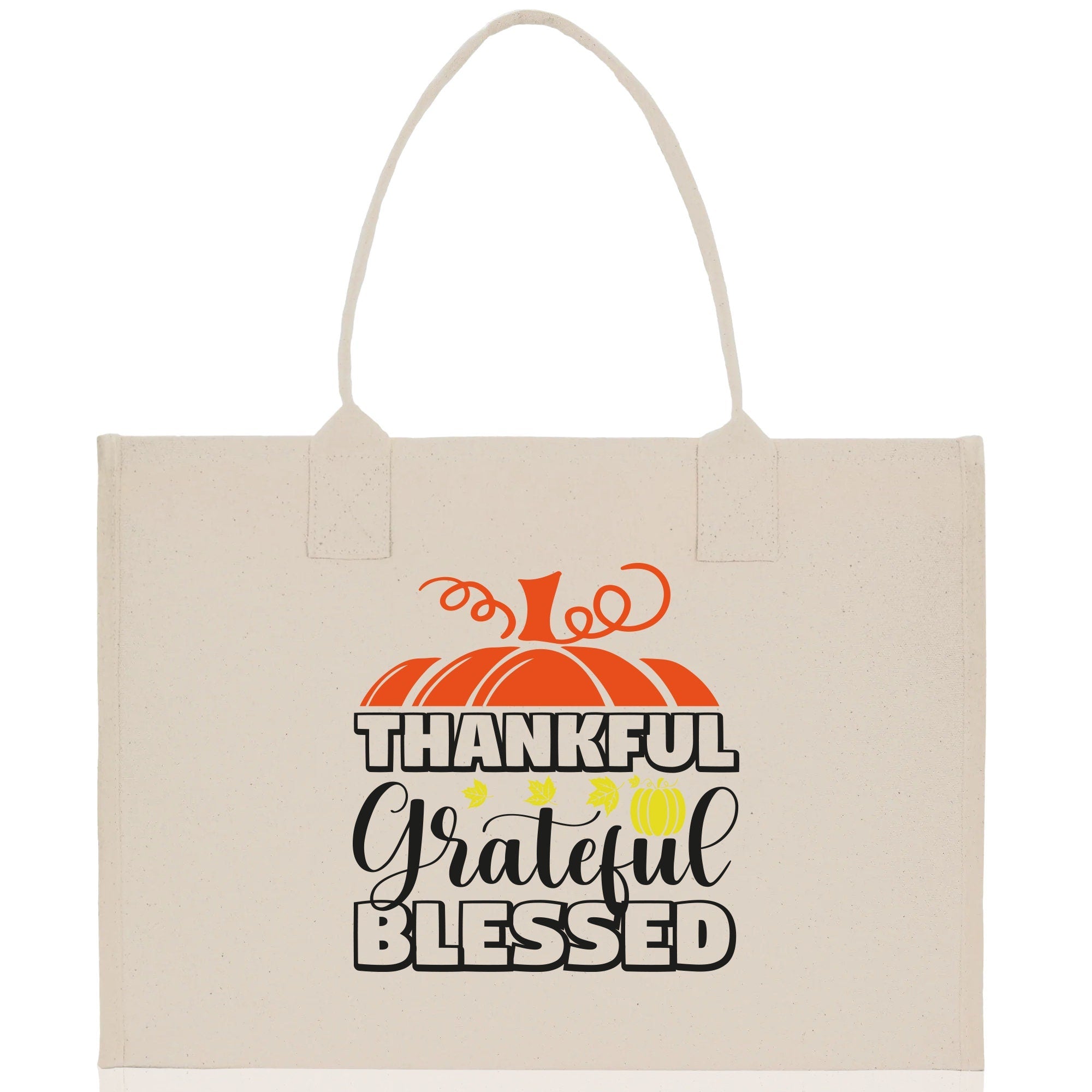 Thankful Grateful Blessed Cotton Canvas Tote Bag Thanksgiving Bag Autumn Fall Vibes Bag Motivational Bag Blessed Bag Fall Market Grocery Bag