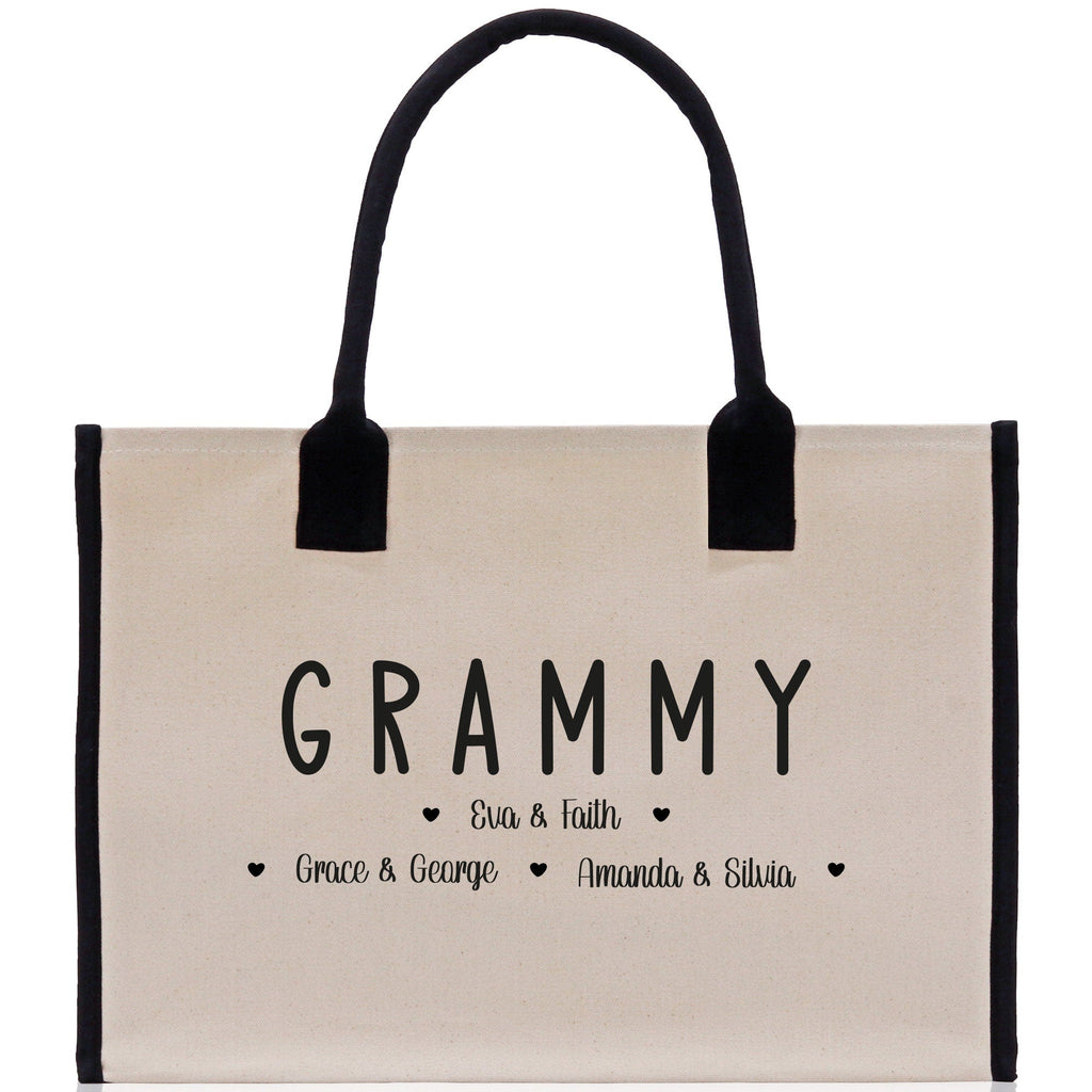Grammy Grandchild Kids Names Custom Grandma Tote Bag Grandma's Getaway Bag Personalized Grandma Gift Bag Shopping Bag Mother Day Gift