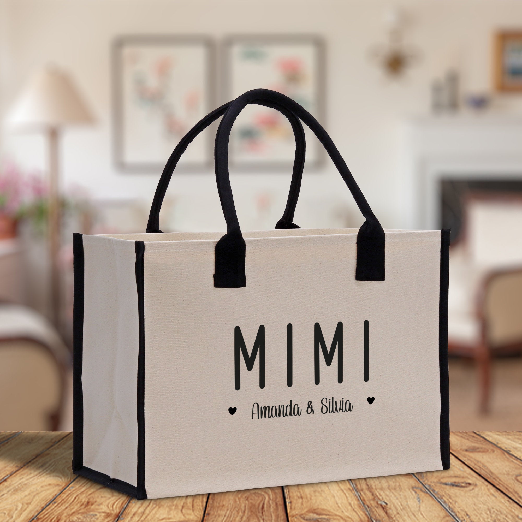 Mimi Grandchild Kids Names Custom Grandma Tote Bag Grandma's Getaway Bag Gigi Bag Personalized Grandma Gift Bag Shopping Bag Mother Day Gift