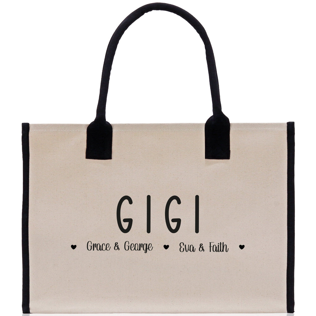 Gigi Grandchild Kids Names Custom Grandma Tote Bag Grandma's Getaway Bag Gigi Bag Personalized Grandma Gift Bag Shopping Bag Mother Day Gift
