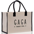 Gaga Grandchild Kids Names Custom Grandma Tote Bag Grandma's Getaway Bag Gigi Bag Personalized Grandma Gift Bag Shopping Bag Mother Day Gift