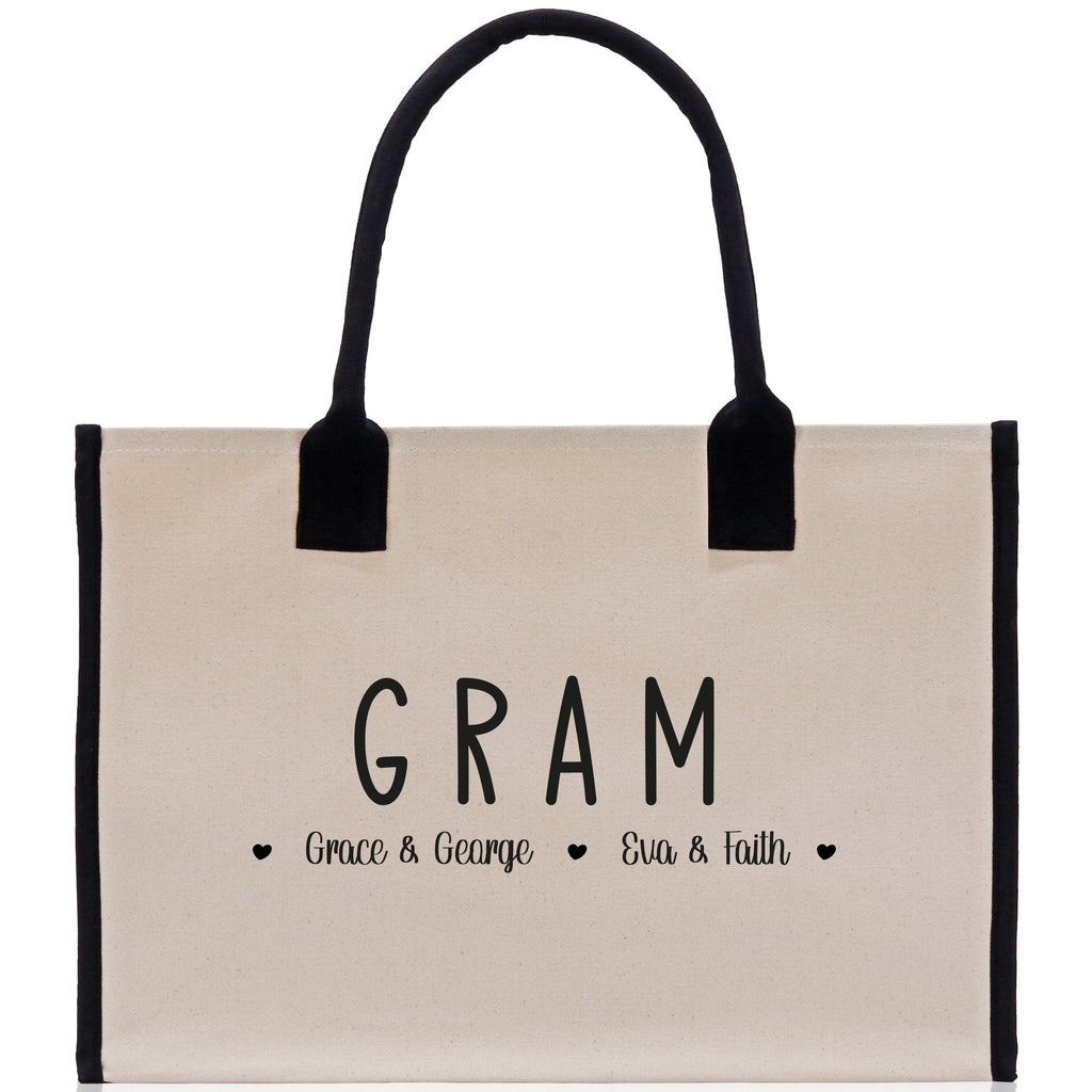 Gram Grandchild Kids Names Custom Grandma Tote Bag Grandma's Getaway Bag Gigi Bag Personalized Grandma Gift Bag Shopping Bag Mother Day Gift