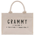 Grammy Grandchild Kids Names Custom Grandma Tote Bag Grandma's Getaway Bag Personalized Grandma Gift Bag Shopping Bag Mother Day Gift