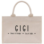 Gigi Grandchild Kids Names Custom Grandma Tote Bag Grandma's Getaway Bag Gigi Bag Personalized Grandma Gift Bag Shopping Bag Mother Day Gift