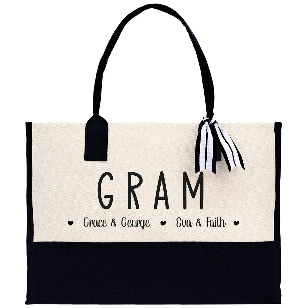 Gram Grandchild Kids Names Custom Grandma Tote Bag Grandma's Getaway Bag Gigi Bag Personalized Grandma Gift Bag Shopping Bag Mother Day Gift