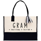 Gram Grandchild Kids Names Custom Grandma Tote Bag Grandma's Getaway Bag Gigi Bag Personalized Grandma Gift Bag Shopping Bag Mother Day Gift