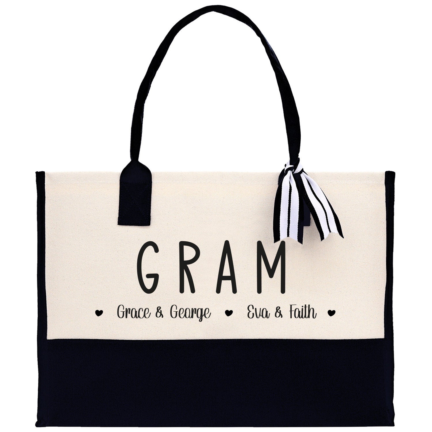 Gram Grandchild Kids Names Custom Grandma Tote Bag Grandma's Getaway Bag Gigi Bag Personalized Grandma Gift Bag Shopping Bag Mother Day Gift