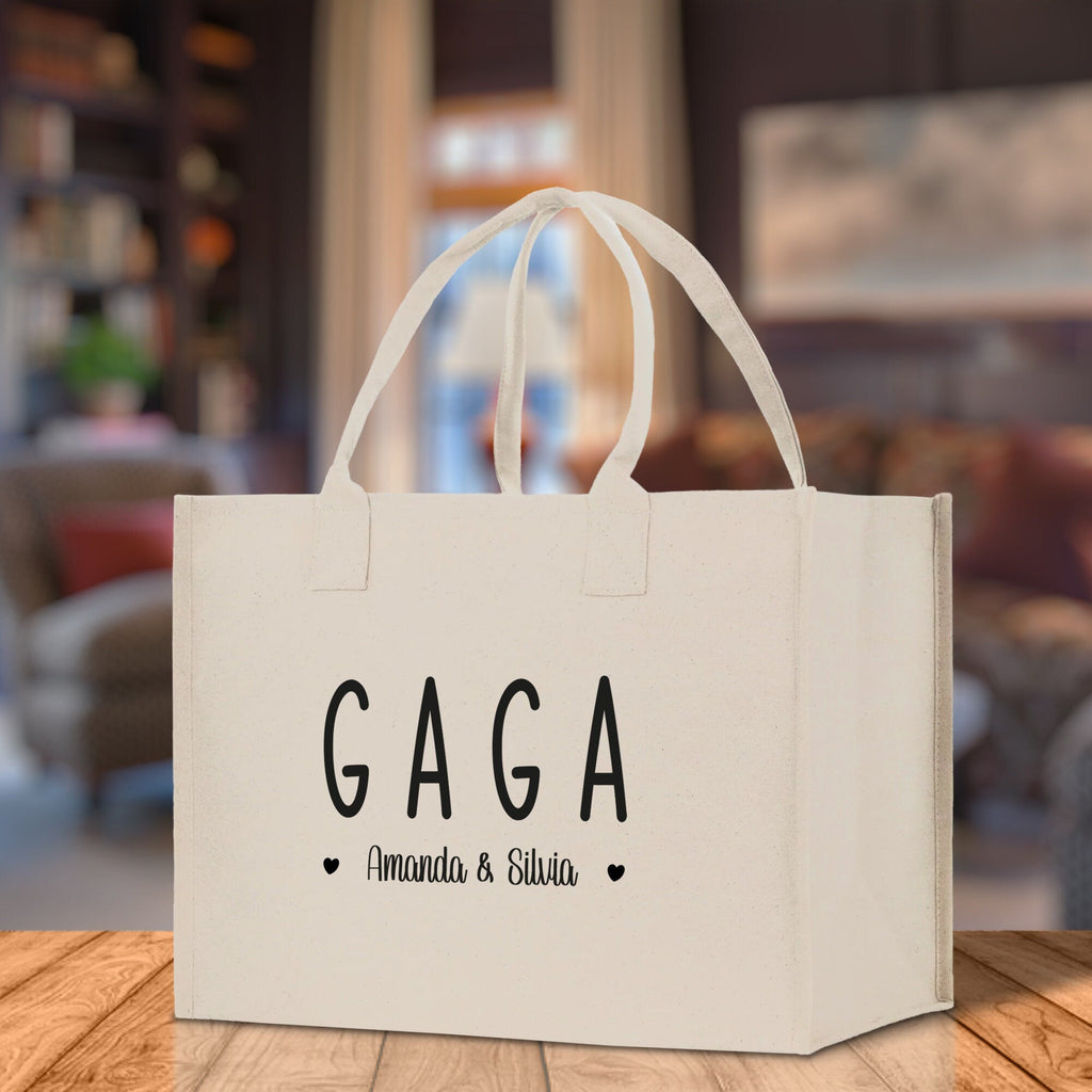 Gaga Grandchild Kids Names Custom Grandma Tote Bag Grandma's Getaway Bag Gigi Bag Personalized Grandma Gift Bag Shopping Bag Mother Day Gift