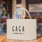Gaga Grandchild Kids Names Custom Grandma Tote Bag Grandma's Getaway Bag Gigi Bag Personalized Grandma Gift Bag Shopping Bag Mother Day Gift