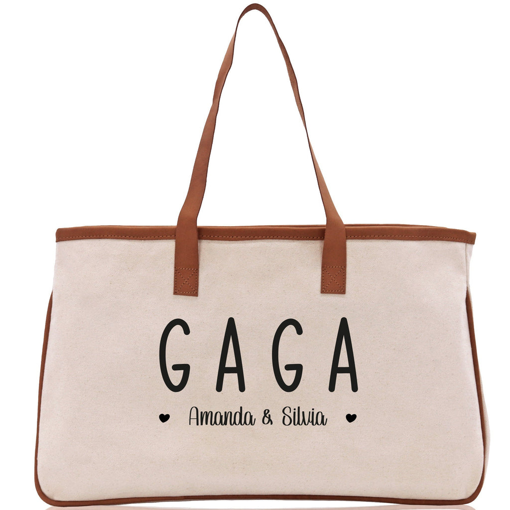 Gaga Grandchild Kids Names Custom Grandma Tote Bag Grandma's Getaway Bag Gigi Bag Personalized Grandma Gift Bag Shopping Bag Mother Day Gift