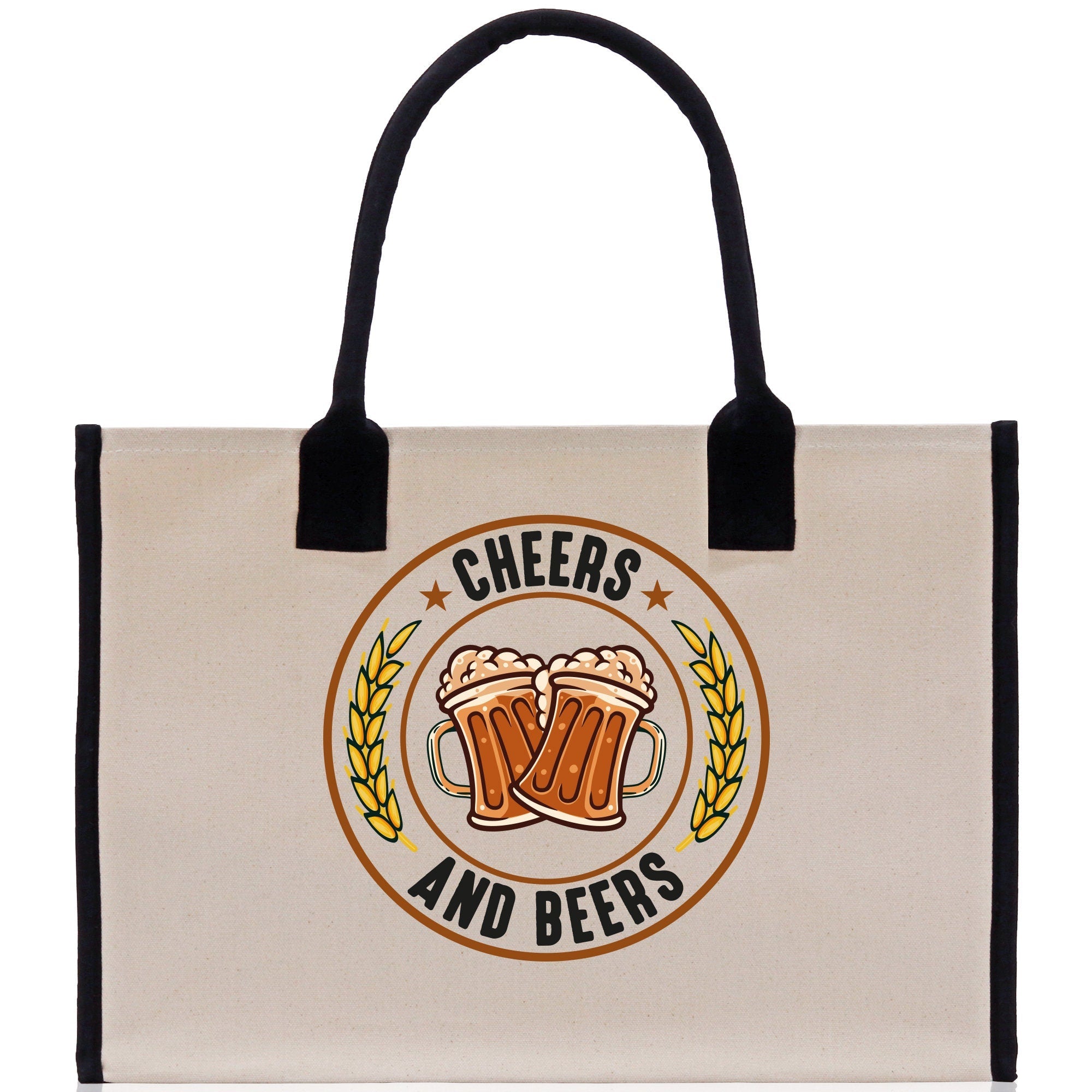 Cheers And Beers Cotton Canvas Tote Bag for German Octoberfest Beer Festival Party Bag Beer Lovers Gift Bag