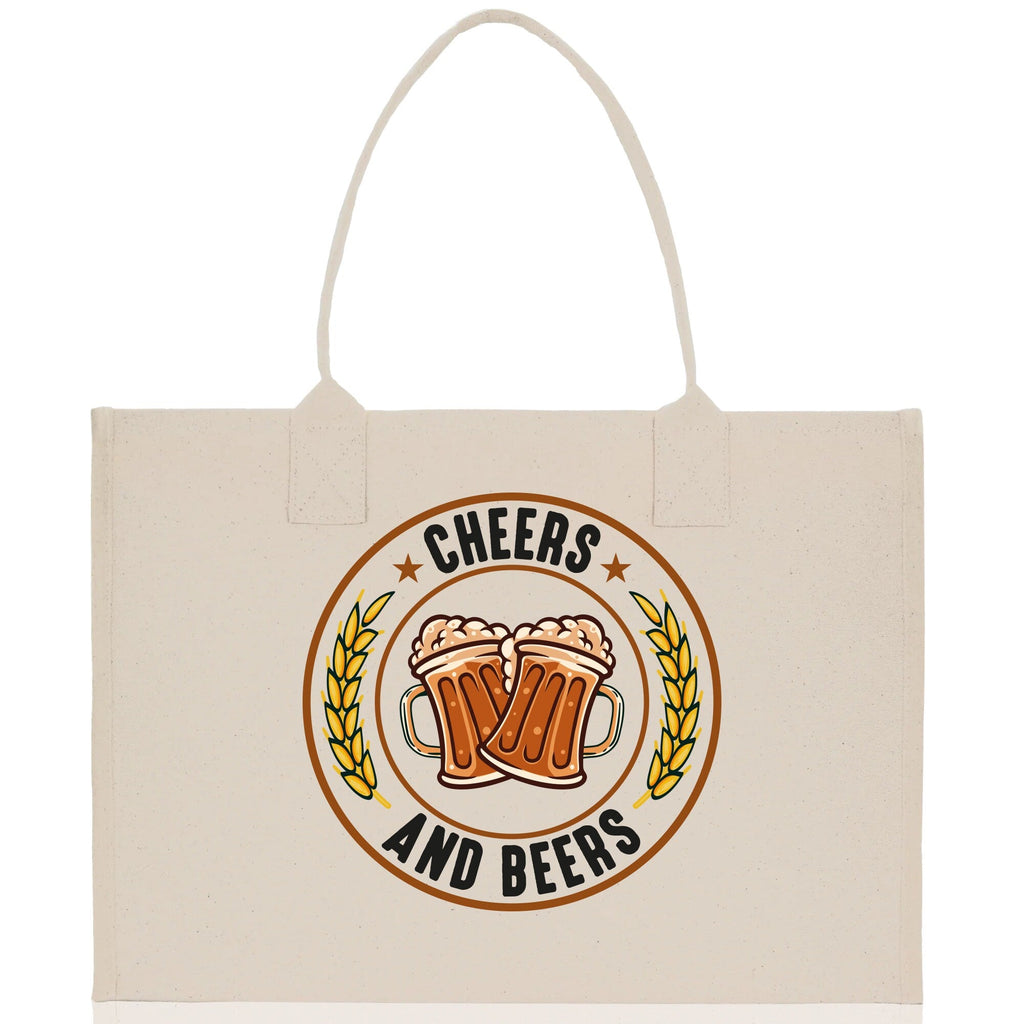 Cheers And Beers Cotton Canvas Tote Bag for German Octoberfest Beer Festival Party Bag Beer Lovers Gift Bag