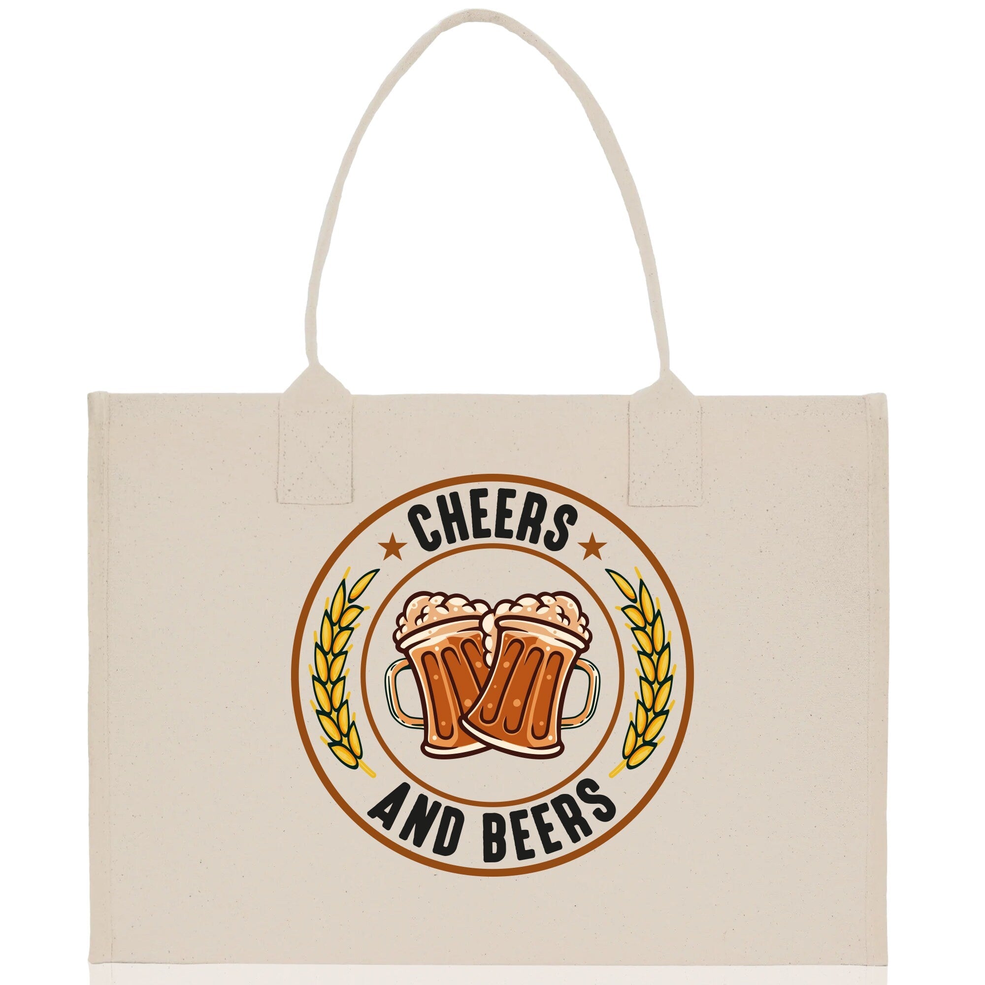 Cheers And Beers Cotton Canvas Tote Bag for German Octoberfest Beer Festival Party Bag Beer Lovers Gift Bag