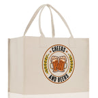 Cheers And Beers Cotton Canvas Tote Bag for German Octoberfest Beer Festival Party Bag Beer Lovers Gift Bag