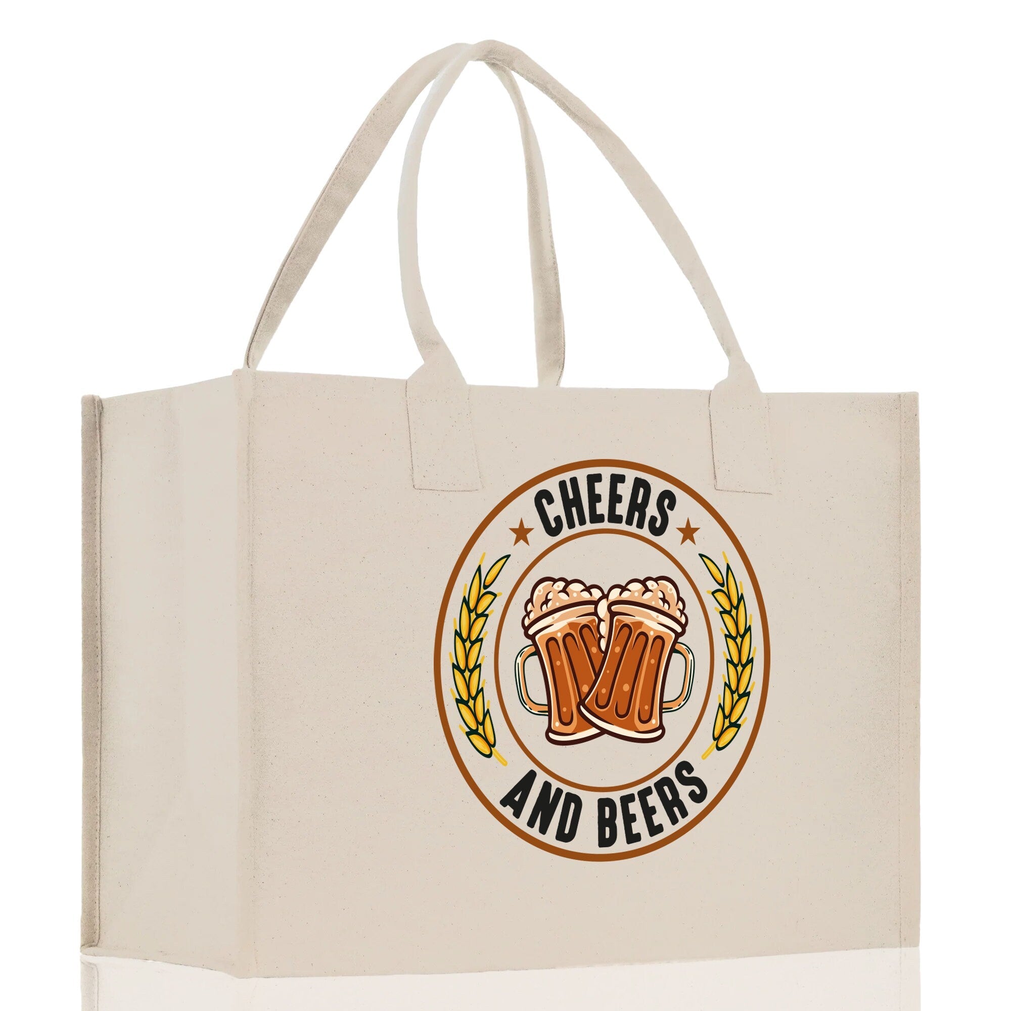 Cheers And Beers Cotton Canvas Tote Bag for German Octoberfest Beer Festival Party Bag Beer Lovers Gift Bag