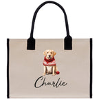 Golden Retriever Custom Dog Name Cotton Canvas Tote Bag Custom Pet Lover Gift Pet Portrait Bag Personalized Pet Owner Gift Tote Bag