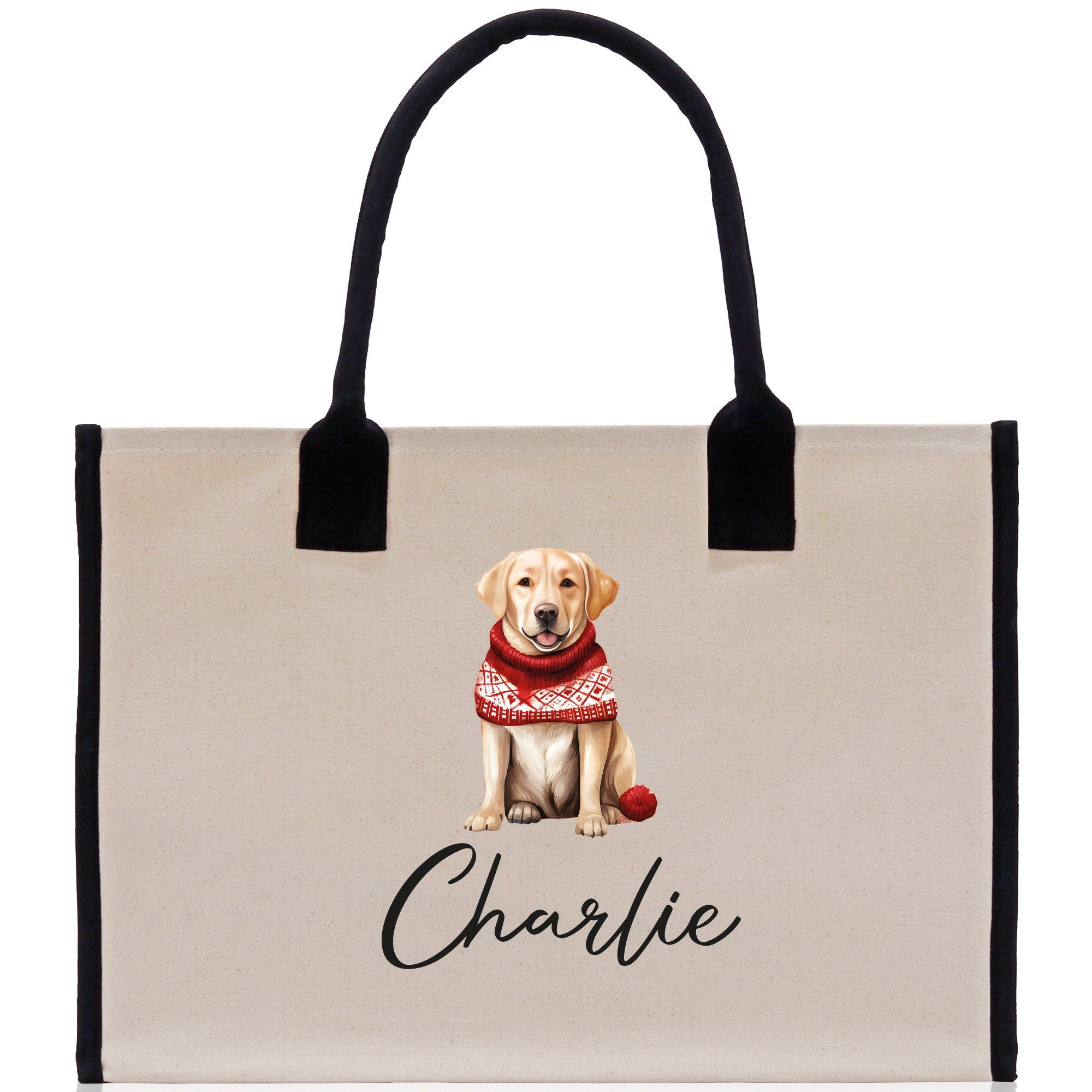 Golden Retriever Custom Dog Name Cotton Canvas Tote Bag Custom Pet Lover Gift Pet Portrait Bag Personalized Pet Owner Gift Tote Bag