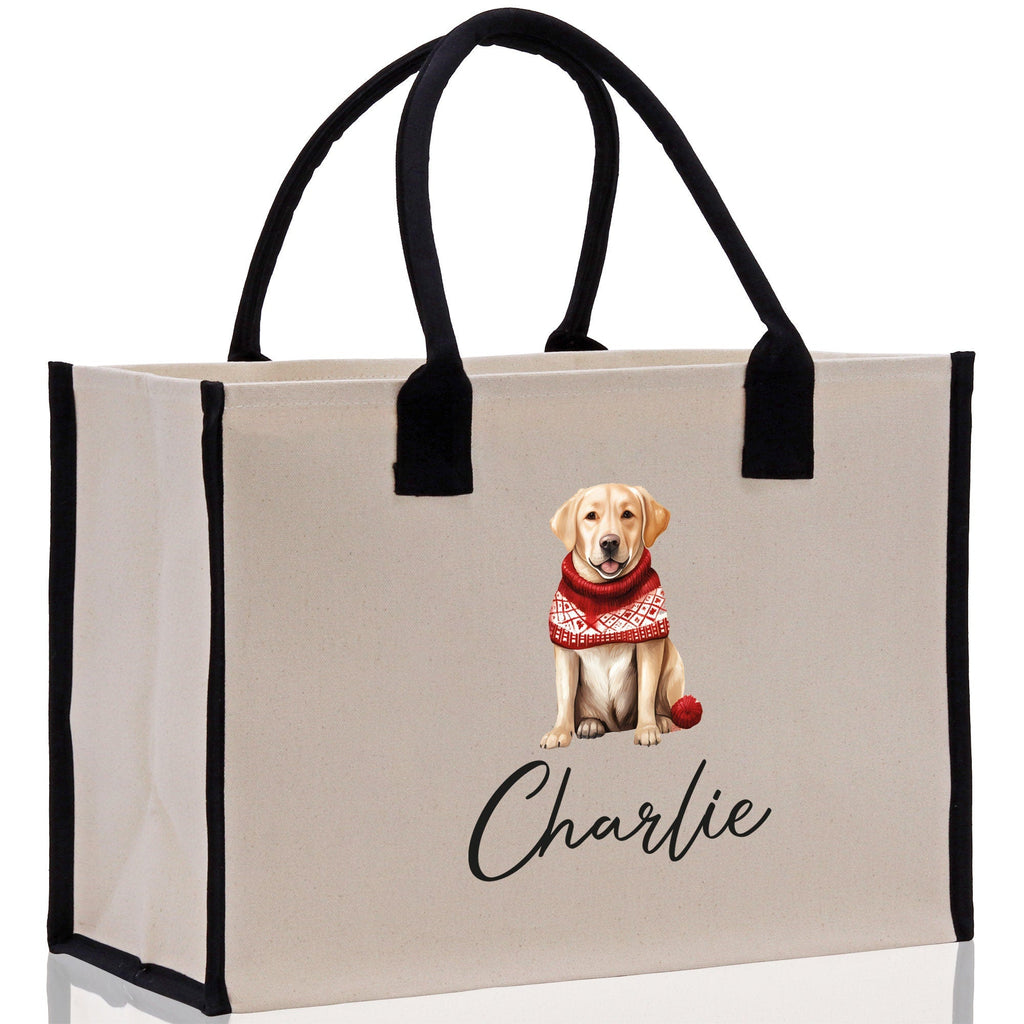 Golden Retriever Custom Dog Name Cotton Canvas Tote Bag Custom Pet Lover Gift Pet Portrait Bag Personalized Pet Owner Gift Tote Bag