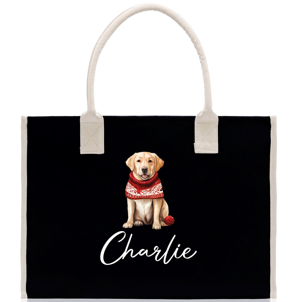 Golden Retriever Custom Dog Name Cotton Canvas Tote Bag Custom Pet Lover Gift Pet Portrait Bag Personalized Pet Owner Gift Tote Bag