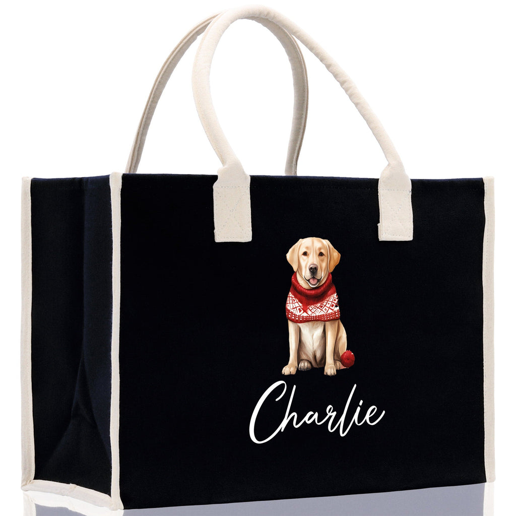 Golden Retriever Custom Dog Name Cotton Canvas Tote Bag Custom Pet Lover Gift Pet Portrait Bag Personalized Pet Owner Gift Tote Bag