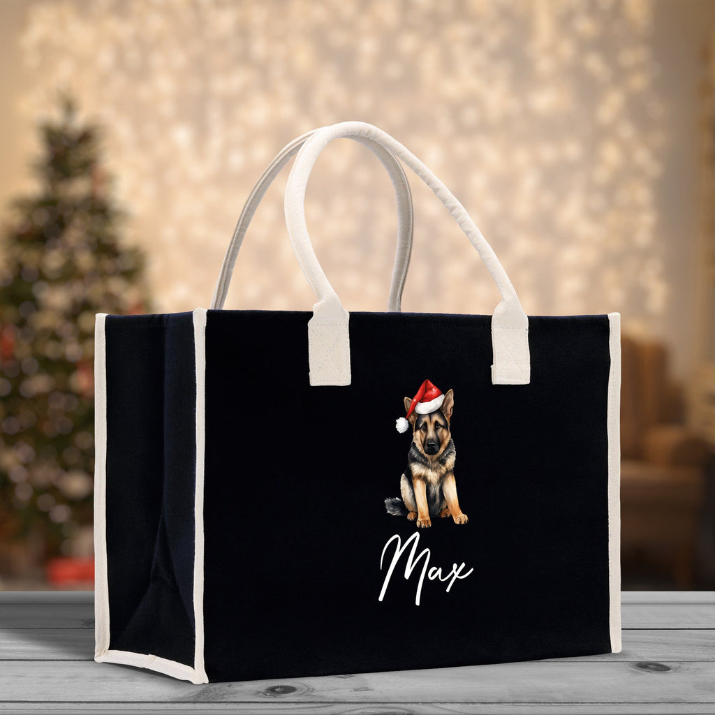 German Shepherd Custom Dog Name Cotton Canvas Tote Bag Custom Pet Lover Gift Pet Portrait Bag Personalized Pet Owner Gift Tote Bag