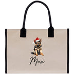 German Shepherd Custom Dog Name Cotton Canvas Tote Bag Custom Pet Lover Gift Pet Portrait Bag Personalized Pet Owner Gift Tote Bag