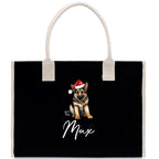 German Shepherd Custom Dog Name Cotton Canvas Tote Bag Custom Pet Lover Gift Pet Portrait Bag Personalized Pet Owner Gift Tote Bag
