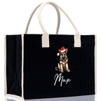 German Shepherd Custom Dog Name Cotton Canvas Tote Bag Custom Pet Lover Gift Pet Portrait Bag Personalized Pet Owner Gift Tote Bag