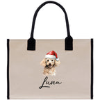Poodle Custom Dog Name Cotton Canvas Tote Bag Custom Pet Lover Gift Pet Portrait Bag Personalized Pet Owner Gift Tote Bag