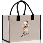 Poodle Custom Dog Name Cotton Canvas Tote Bag Custom Pet Lover Gift Pet Portrait Bag Personalized Pet Owner Gift Tote Bag