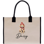 Baby Golden Retriever Custom Name Custom Cotton Canvas Tote Bag Custom Pet Lover Gift Pet Portrait Bag Personalized Pet Owner Gift Tote Bag