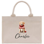 Golden Retriever Custom Dog Name Cotton Canvas Tote Bag Custom Pet Lover Gift Pet Portrait Bag Personalized Pet Owner Gift Tote Bag