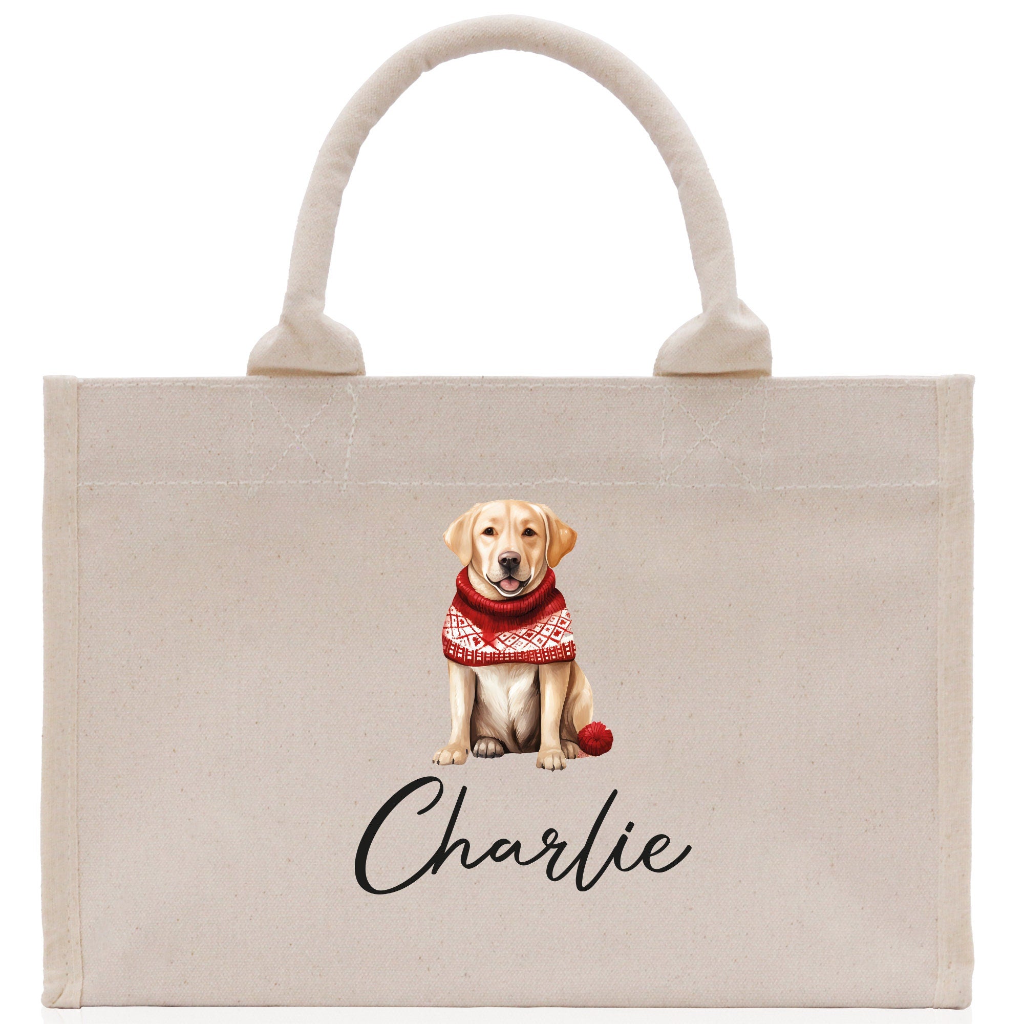 Golden Retriever Custom Dog Name Cotton Canvas Tote Bag Custom Pet Lover Gift Pet Portrait Bag Personalized Pet Owner Gift Tote Bag