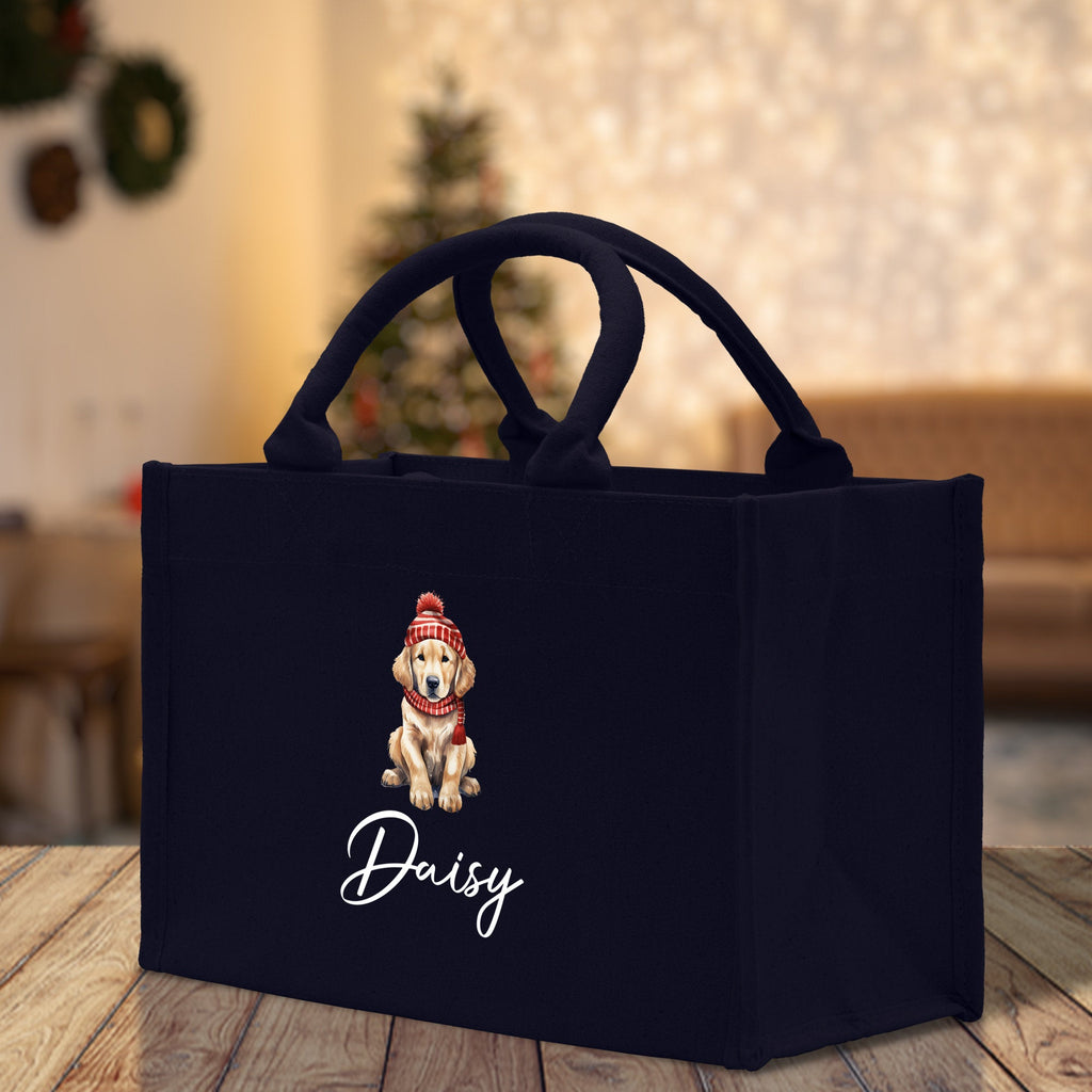 Baby Golden Retriever Custom Name Custom Cotton Canvas Tote Bag Custom Pet Lover Gift Pet Portrait Bag Personalized Pet Owner Gift Tote Bag