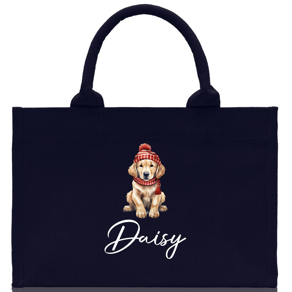 Baby Golden Retriever Custom Name Custom Cotton Canvas Tote Bag Custom Pet Lover Gift Pet Portrait Bag Personalized Pet Owner Gift Tote Bag