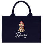 Baby Golden Retriever Custom Name Custom Cotton Canvas Tote Bag Custom Pet Lover Gift Pet Portrait Bag Personalized Pet Owner Gift Tote Bag