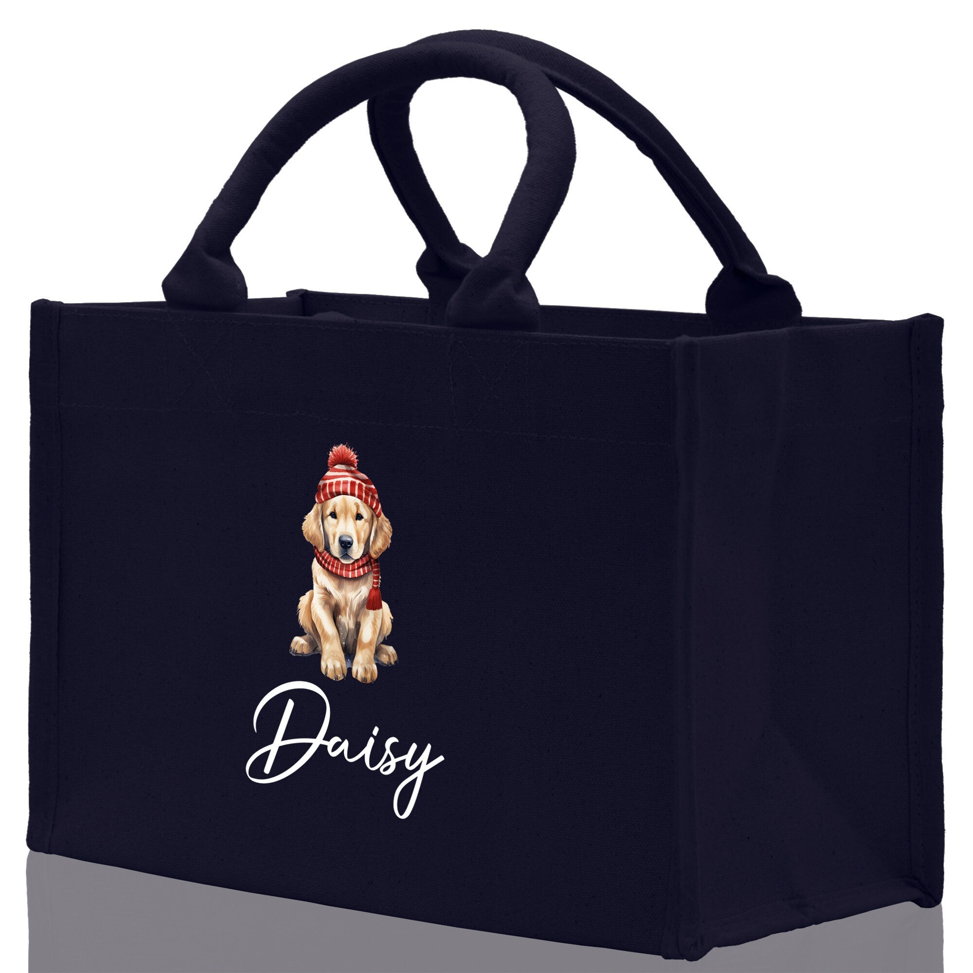 Baby Golden Retriever Custom Name Custom Cotton Canvas Tote Bag Custom Pet Lover Gift Pet Portrait Bag Personalized Pet Owner Gift Tote Bag