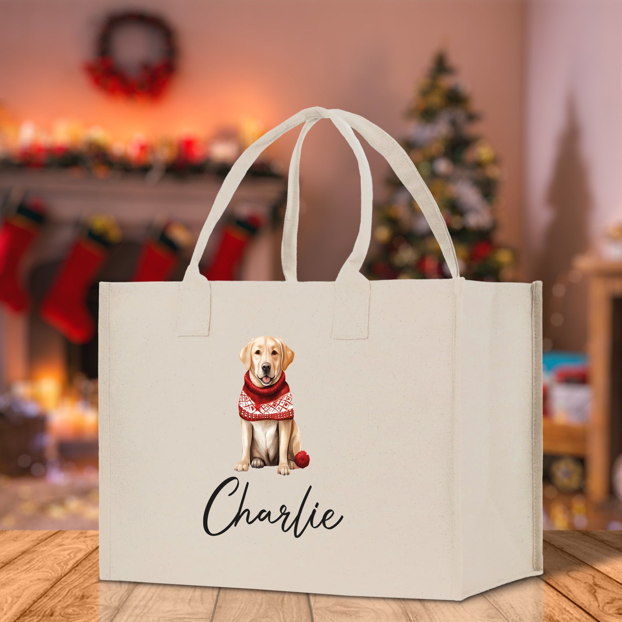 Golden Retriever Custom Dog Name Cotton Canvas Tote Bag Custom Pet Lover Gift Pet Portrait Bag Personalized Pet Owner Gift Tote Bag