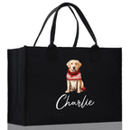 Golden Retriever Custom Dog Name Cotton Canvas Tote Bag Custom Pet Lover Gift Pet Portrait Bag Personalized Pet Owner Gift Tote Bag