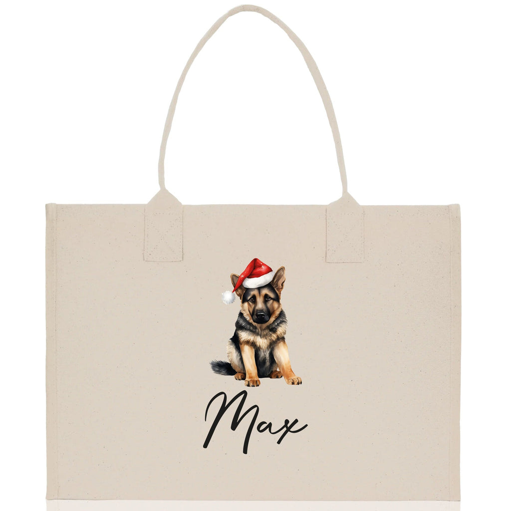German Shepherd Custom Dog Name Cotton Canvas Tote Bag Custom Pet Lover Gift Pet Portrait Bag Personalized Pet Owner Gift Tote Bag
