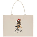 German Shepherd Custom Dog Name Cotton Canvas Tote Bag Custom Pet Lover Gift Pet Portrait Bag Personalized Pet Owner Gift Tote Bag