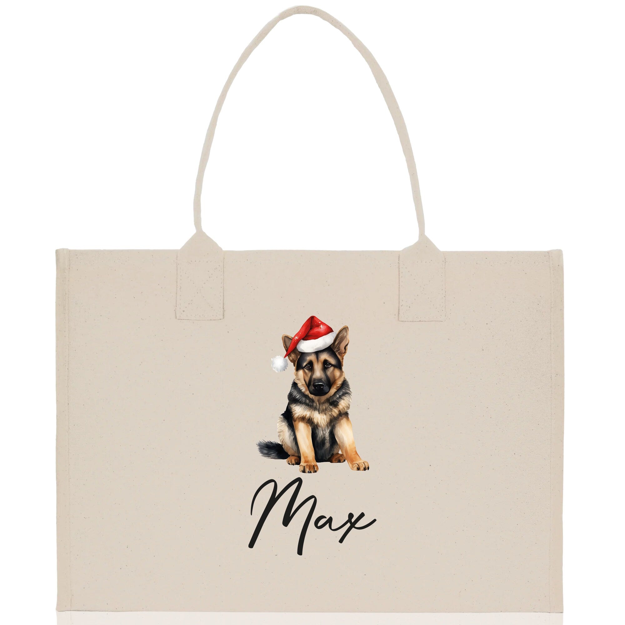 German Shepherd Custom Dog Name Cotton Canvas Tote Bag Custom Pet Lover Gift Pet Portrait Bag Personalized Pet Owner Gift Tote Bag