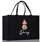 Baby Golden Retriever Custom Name Custom Cotton Canvas Tote Bag Custom Pet Lover Gift Pet Portrait Bag Personalized Pet Owner Gift Tote Bag