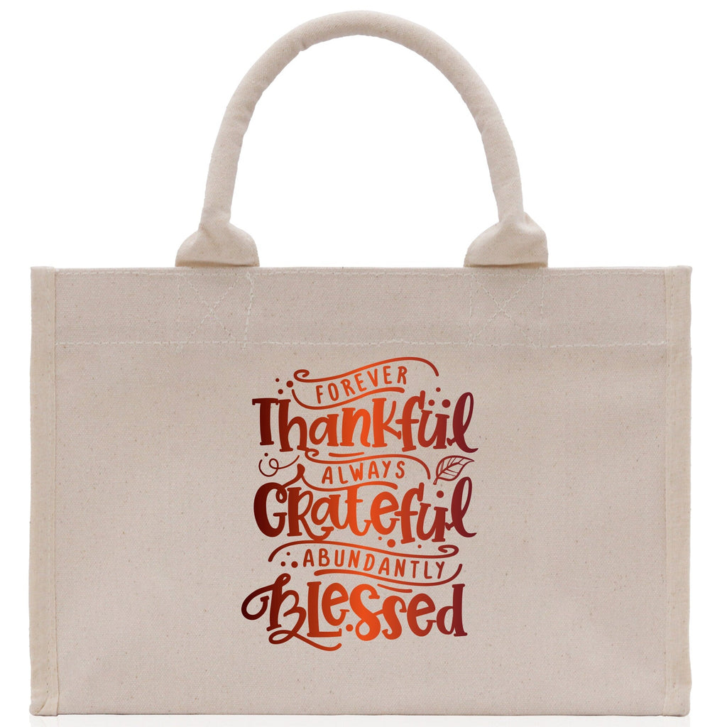 Thankful Grateful Blessed Cotton Canvas Tote Bag Thanksgiving Bag Autumn Fall Vibes Bag Motivational Bag Blessed Bag Fall Market Grocery Bag